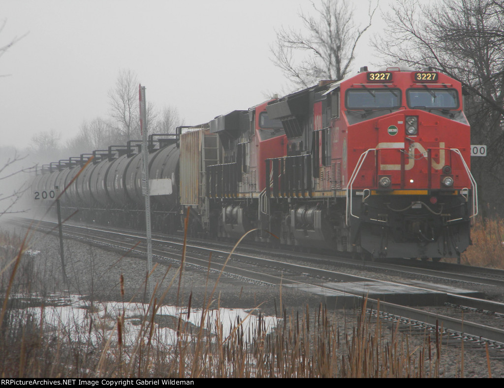 CN 3227 & CN 2802 in the fog